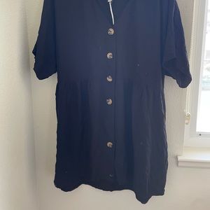 Black ASOS baggy button dress
